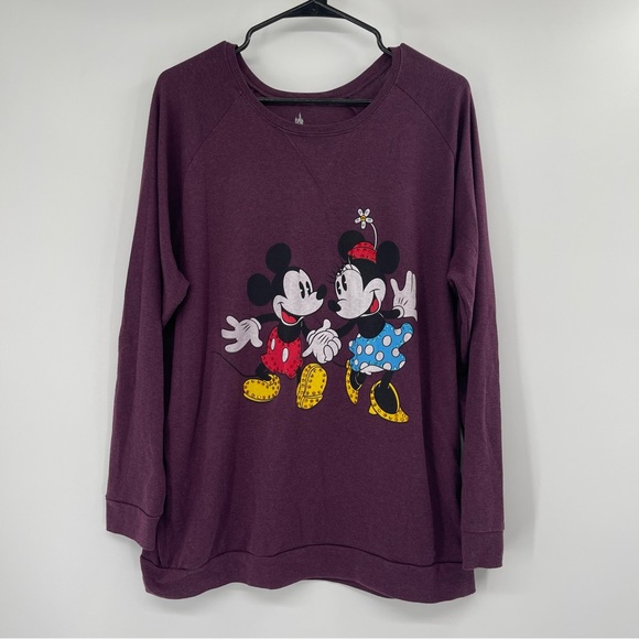 Disney Purple Rhinestones Mickey and Minnie Mouse Dancing Cartoon Sweatshirt - Picture 9 of 9